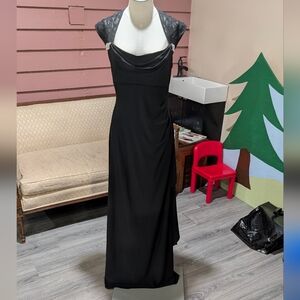 Black Mermaid Gown With Caped Back